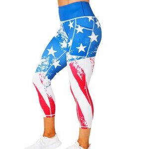 CVG American Flag Leggings- Capri length size Small